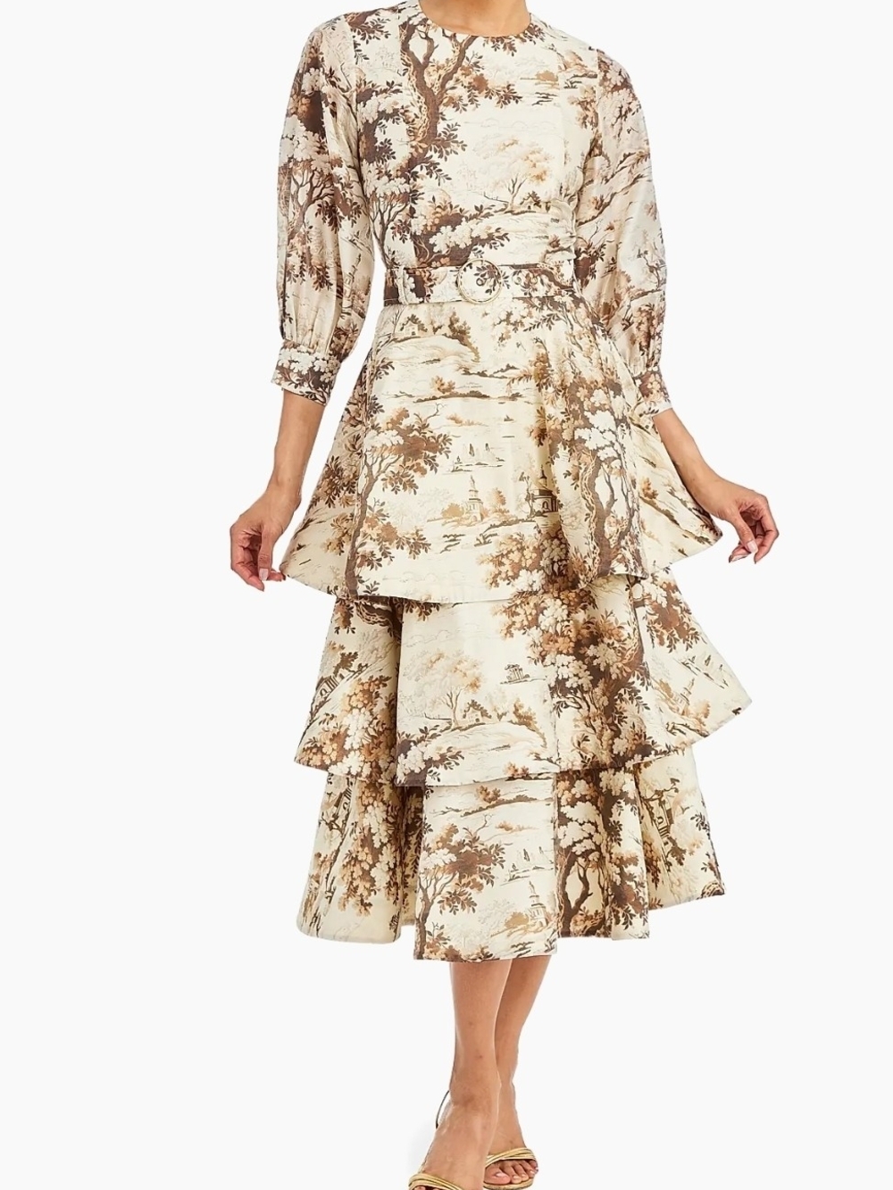 Mestiza Rhonda  Midi Convertable Dress in Cream and Brown - Picture 5 of 12